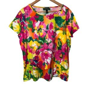 Lauren Ralph Lauren Floral Short Sleeve Tshirt Size 1x 100% Cotton